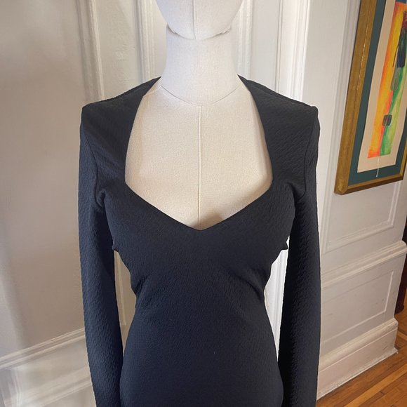 Va Va Voom Black Sexy Form Fitting Long Sleeve Bodycon Dress - Picture 3 of 7